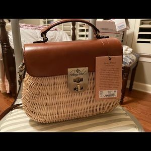 Patricia Nash wicker Colimina satchel. New with tags. Suede lining interior.